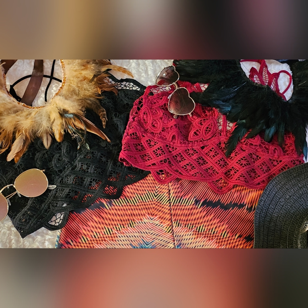 Red and Black Cropped Cut Out Top